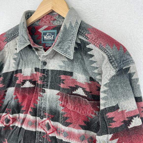 Vintage WOOLRICH Shirt Men XL Flannel Navarro Aztec Southwestern Cotton Gray USA - Picture 7 of 14